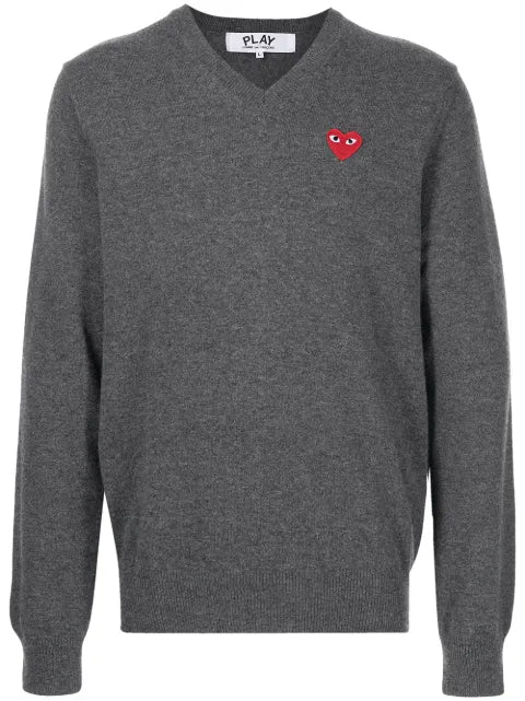 Comme Des Garçons Play V-neck knitted heart jumper