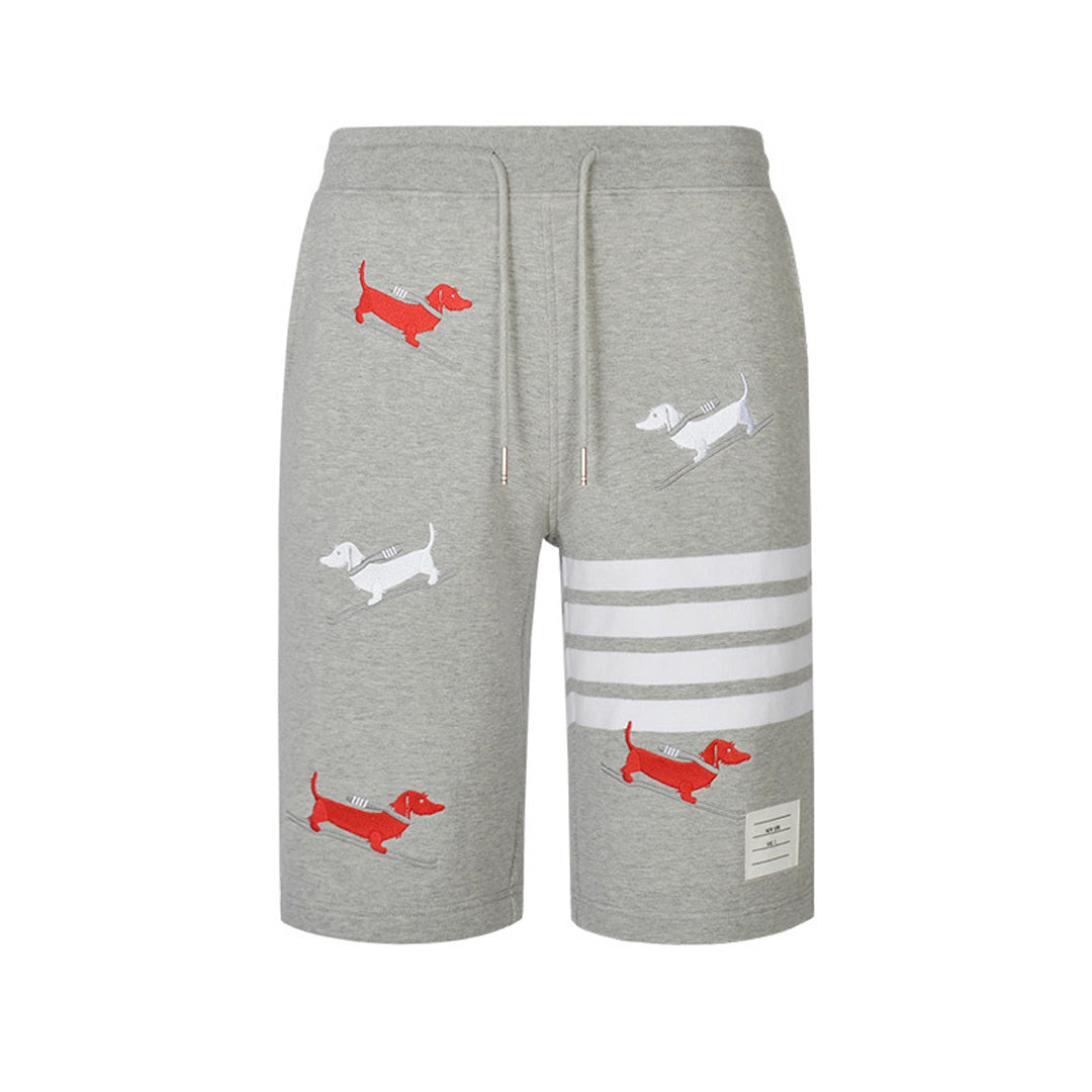Thom Browne Style Unisex Casual Sweatpants with Signature Four-Bar Detail