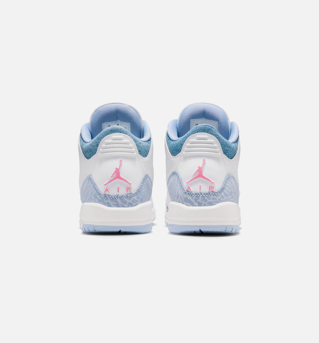 Air Jordan 3 Retro Cobalt Bliss Youth Sneakers - White/Cobalt Bliss/Football Grey/Pink Glow