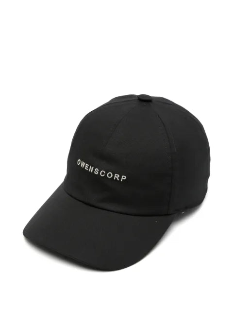 Rick Owens Tower black poplin baseball cap with bead embroidery