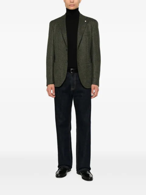 Luigi Bianchi herringbone-weave notched-lapel blazer