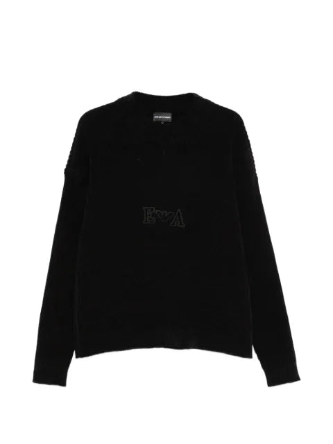 Emporio Armani ribbed chenille sweater with Signature Capsule logo