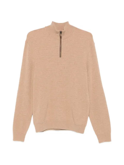 Canali quarter-zip waffle-knit sweater