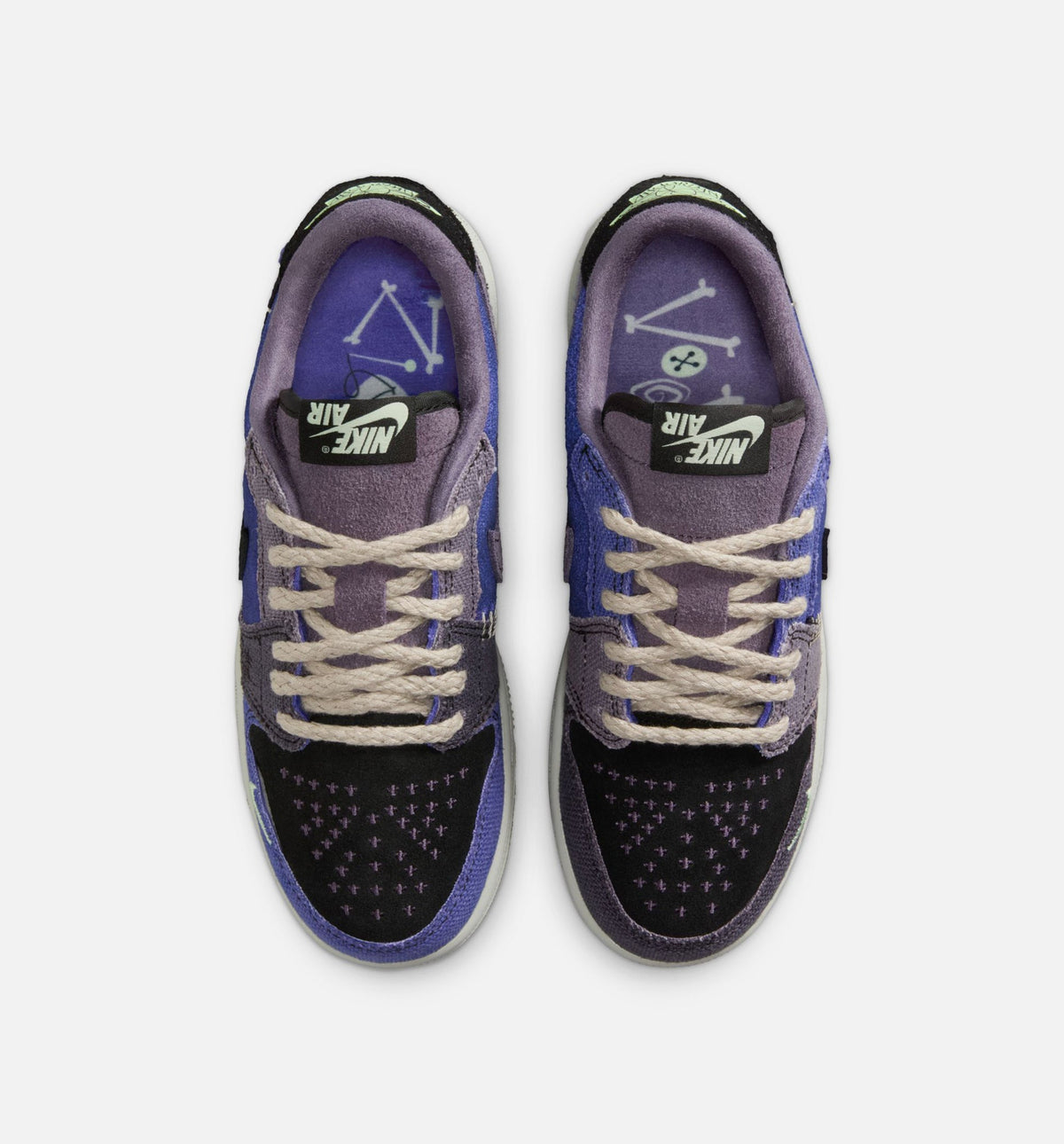 Air Jordan 1 Low OG Grade School Sneakers - Purple / Green / Black / Silver