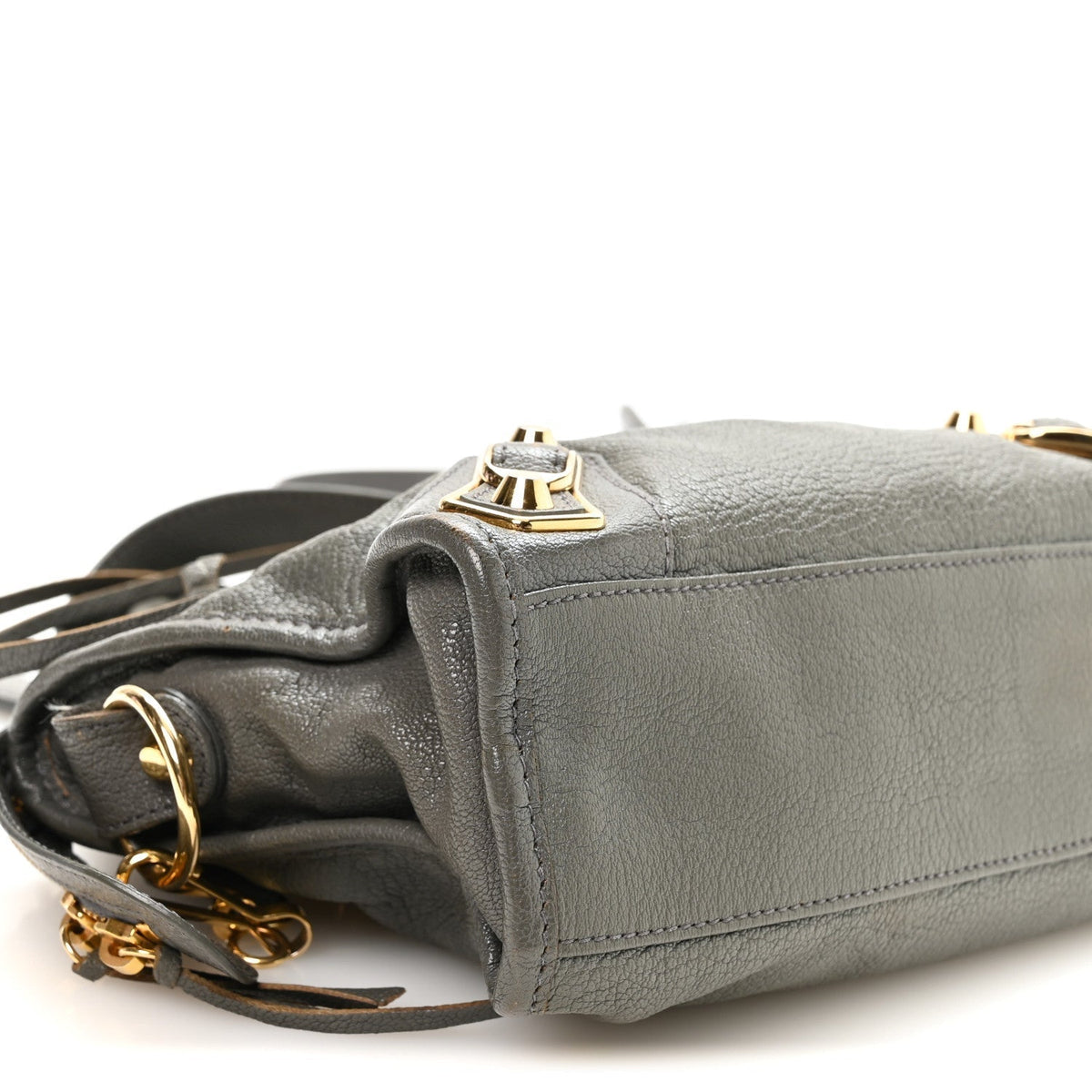 Chevre Gold Metallic Edge Hardware Mini City Gris Acier