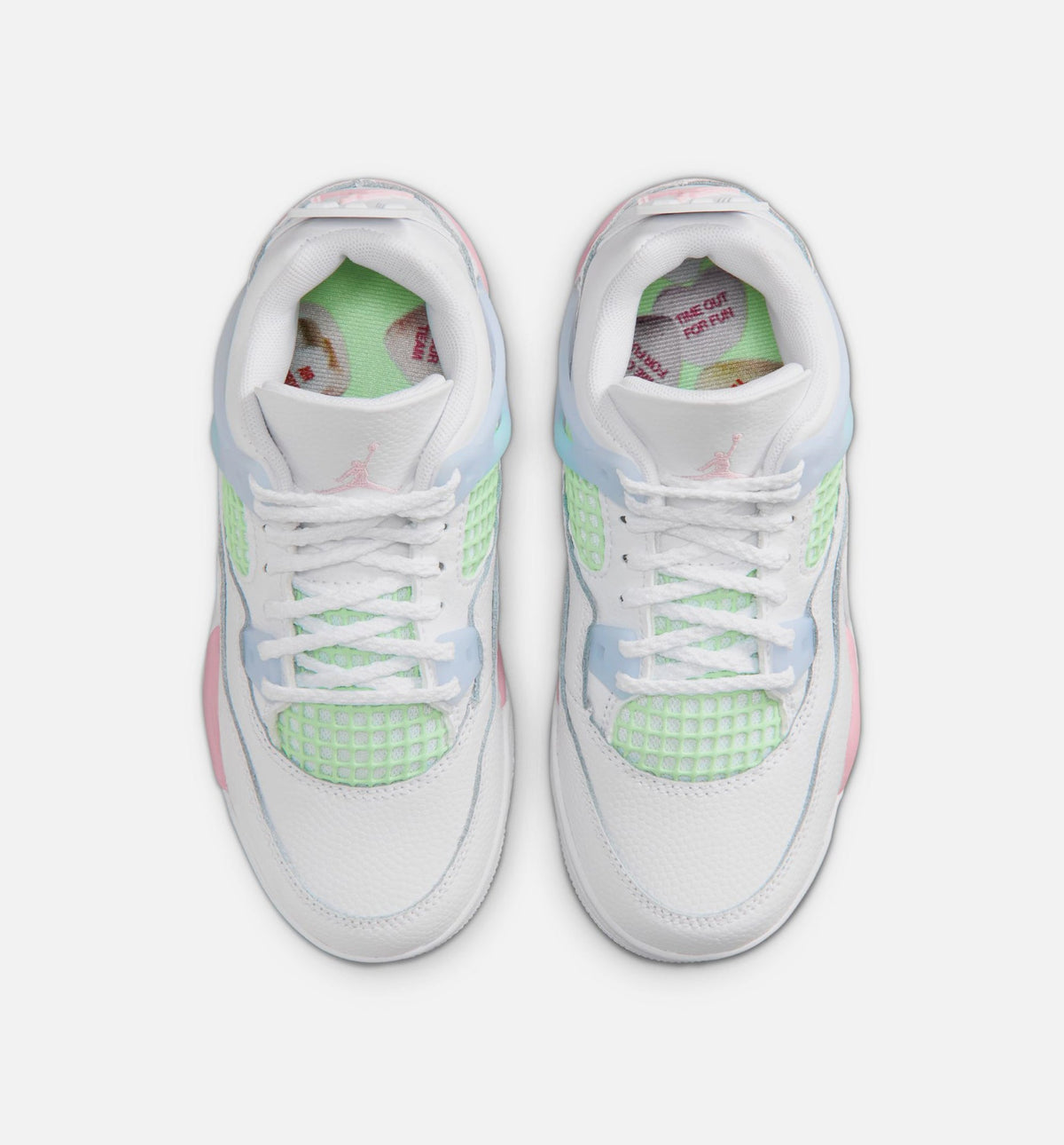 Air Jordan 4 Retro Medium Soft Pink Preschool Shoes - White Medium Soft Pink Half Blue