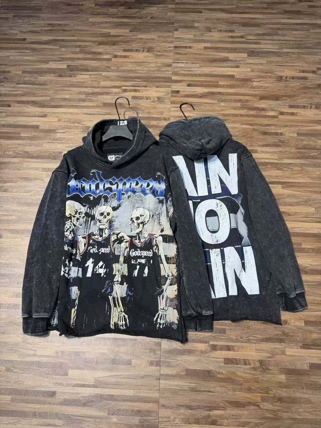 Godspeed Pain No Gain Acid Wash Graphic Hoodie