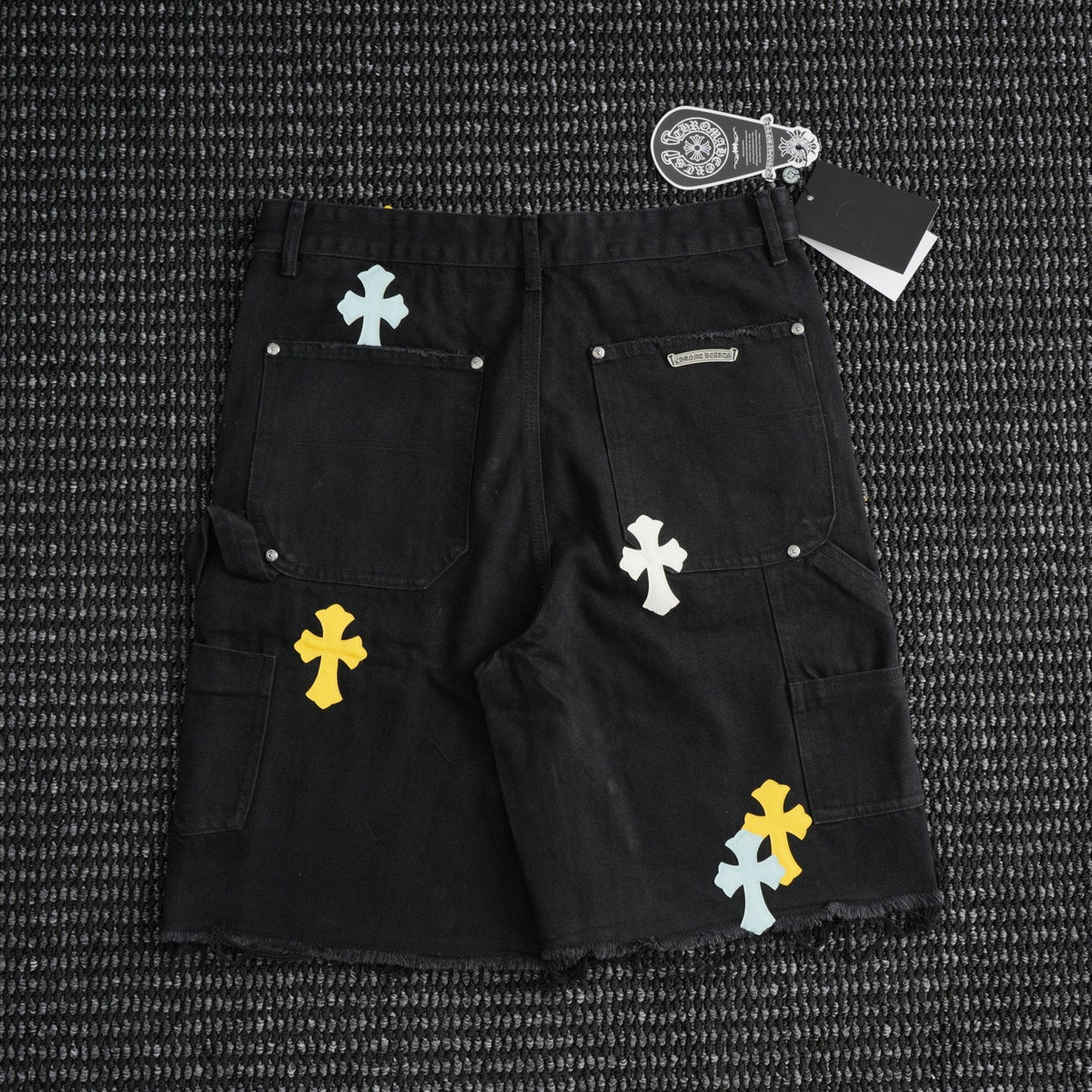 Chrome Hearts Cross Applique Black Denim Shorts
