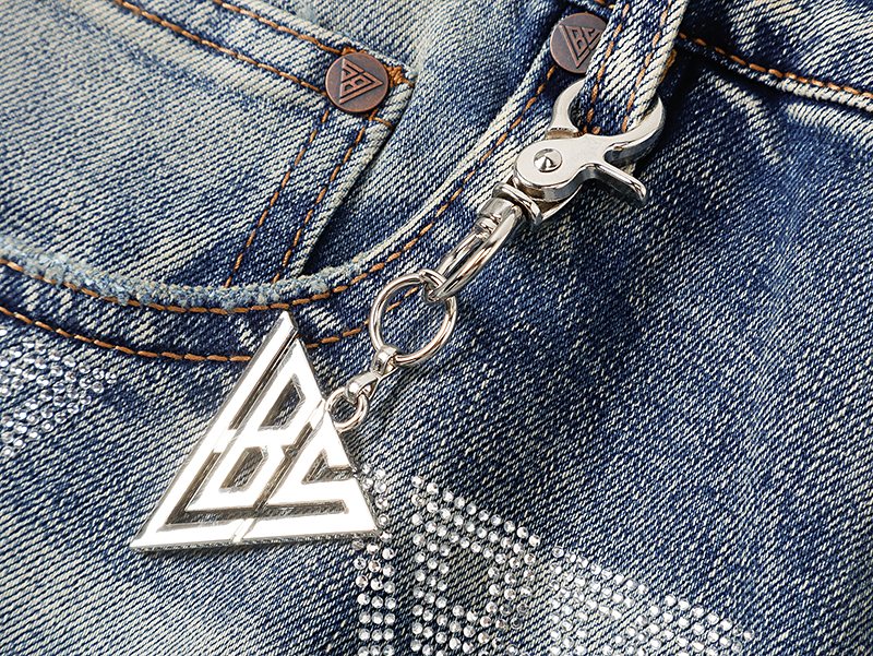 VALABASAS Triangle Motif Washed Denim Jeans