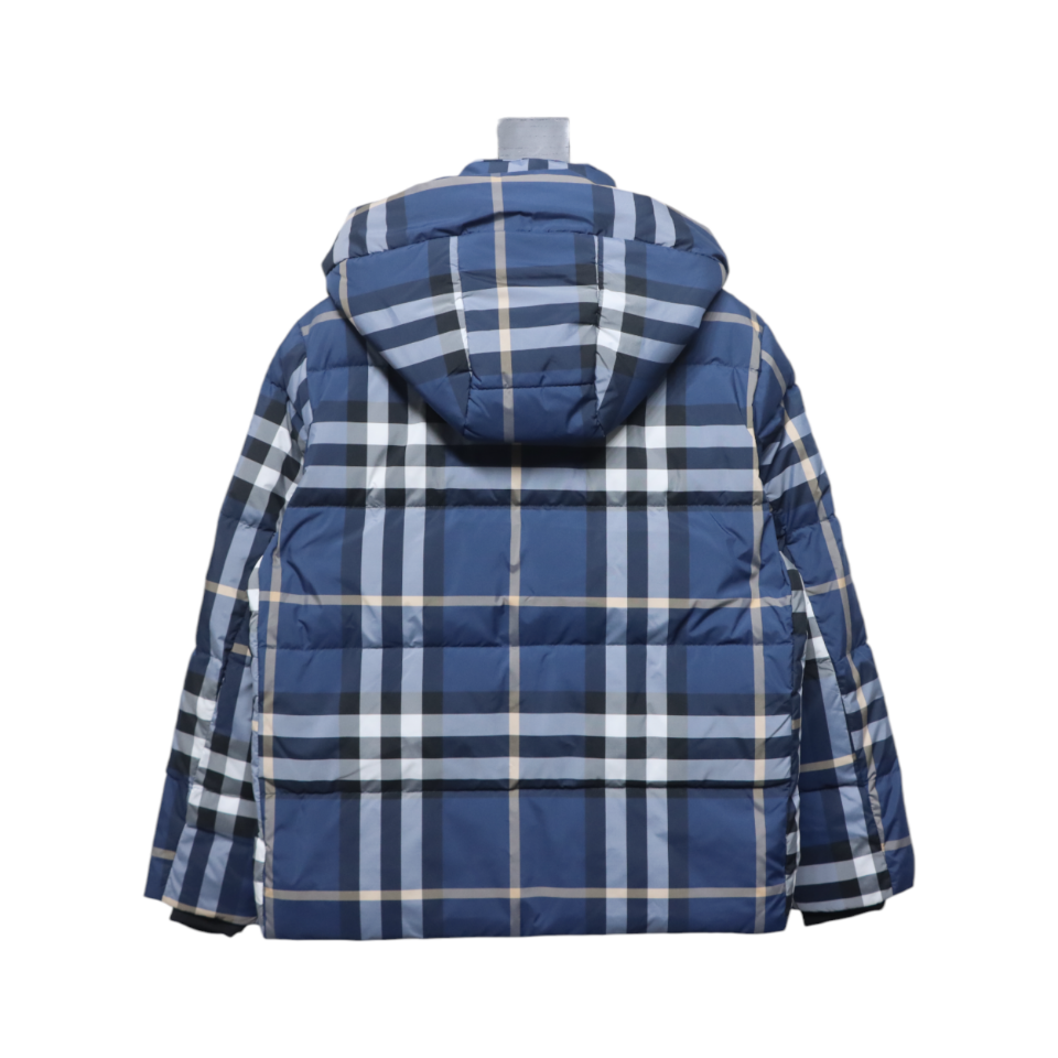 Blue Check Puff Down Jacket