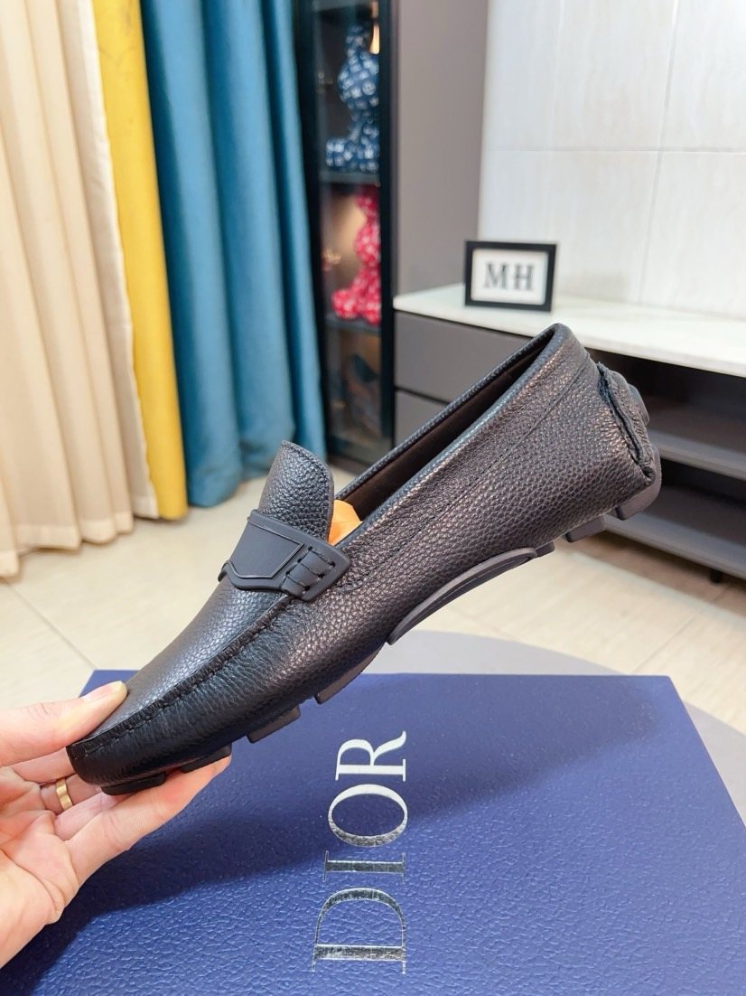 Dior Textured Moc-Toe Loafers