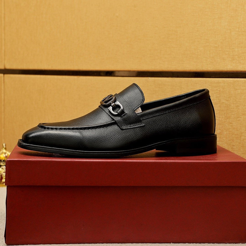 Valentino Black Metal-Hardware Loafers
