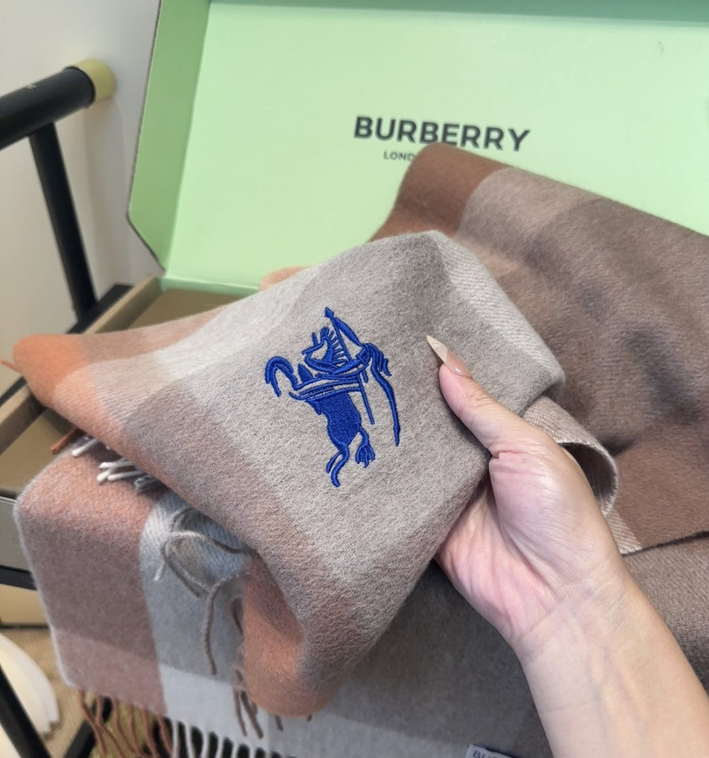 Burberry Pink Plaid Fringe Scarf