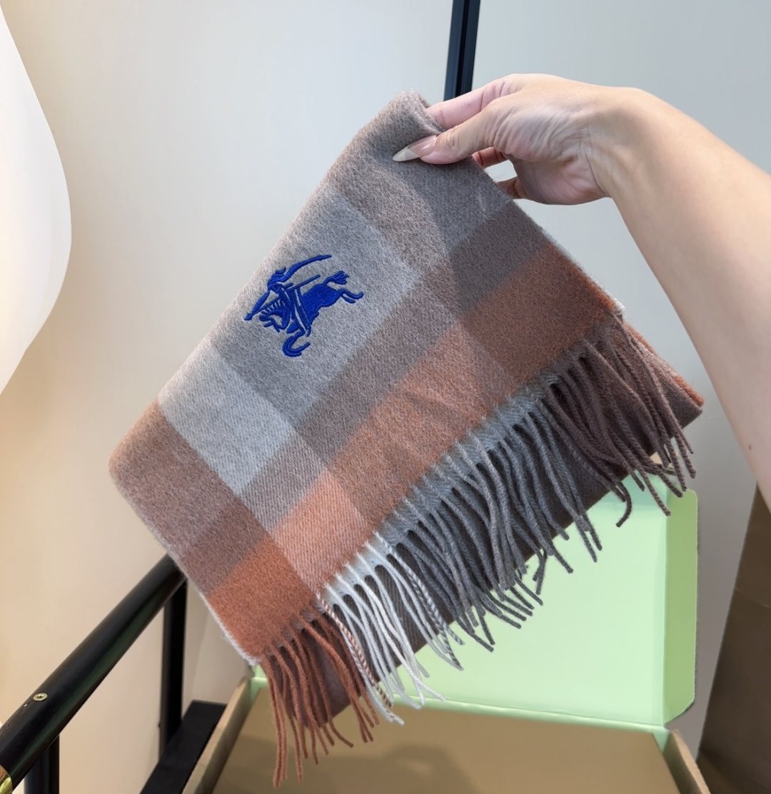 Burberry Pink Plaid Fringe Scarf