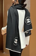 Chanel Reversible Contrast Trim Scarf Shawl