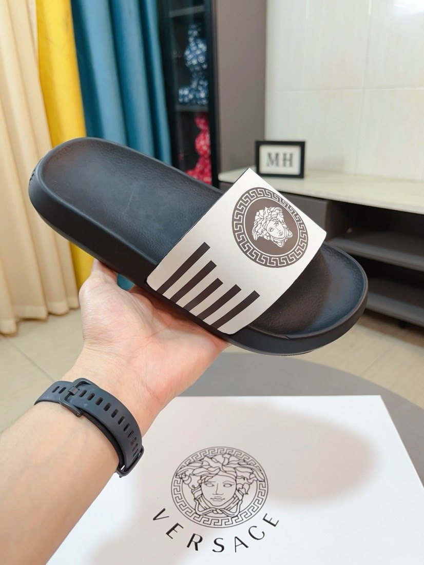 Versace Striped Slide Sandals