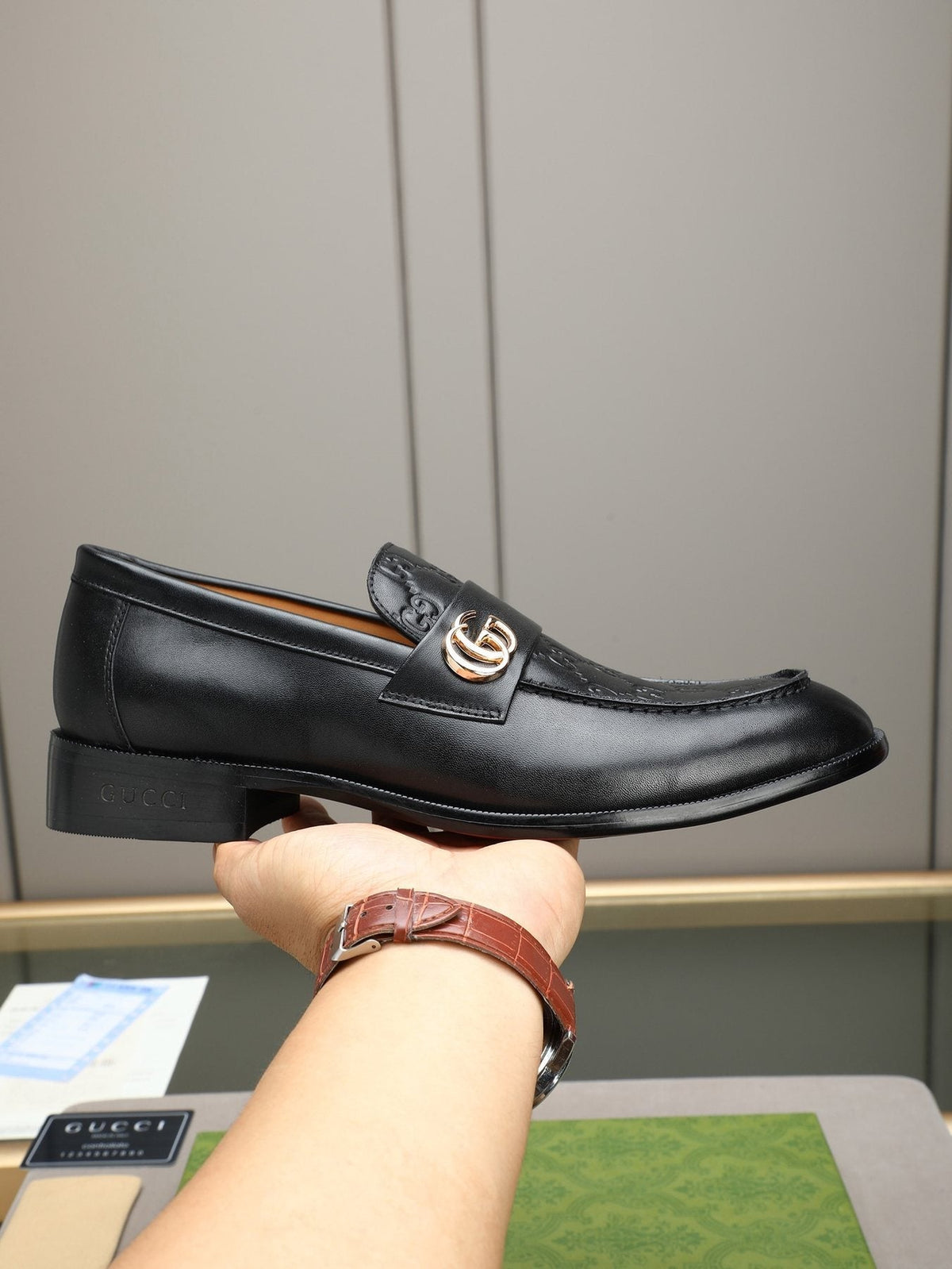 Gucci Black Logo Hardware Loafers