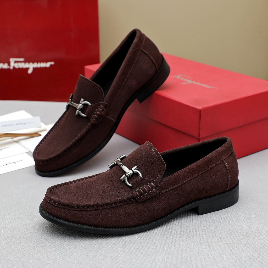 Ferragamo Suede Bit Loafers