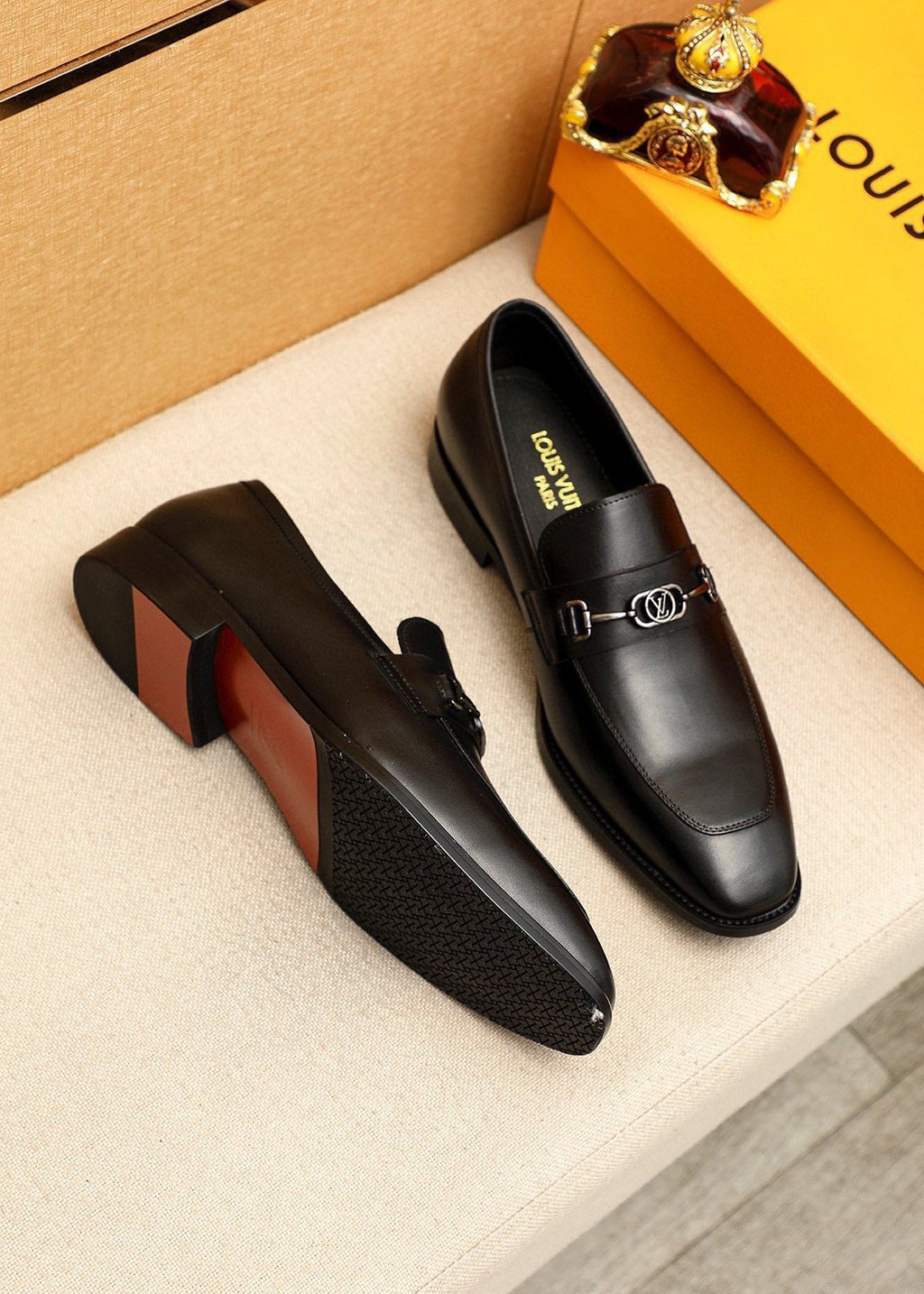 Louis Vuitton Metal-Bit Leather Loafers