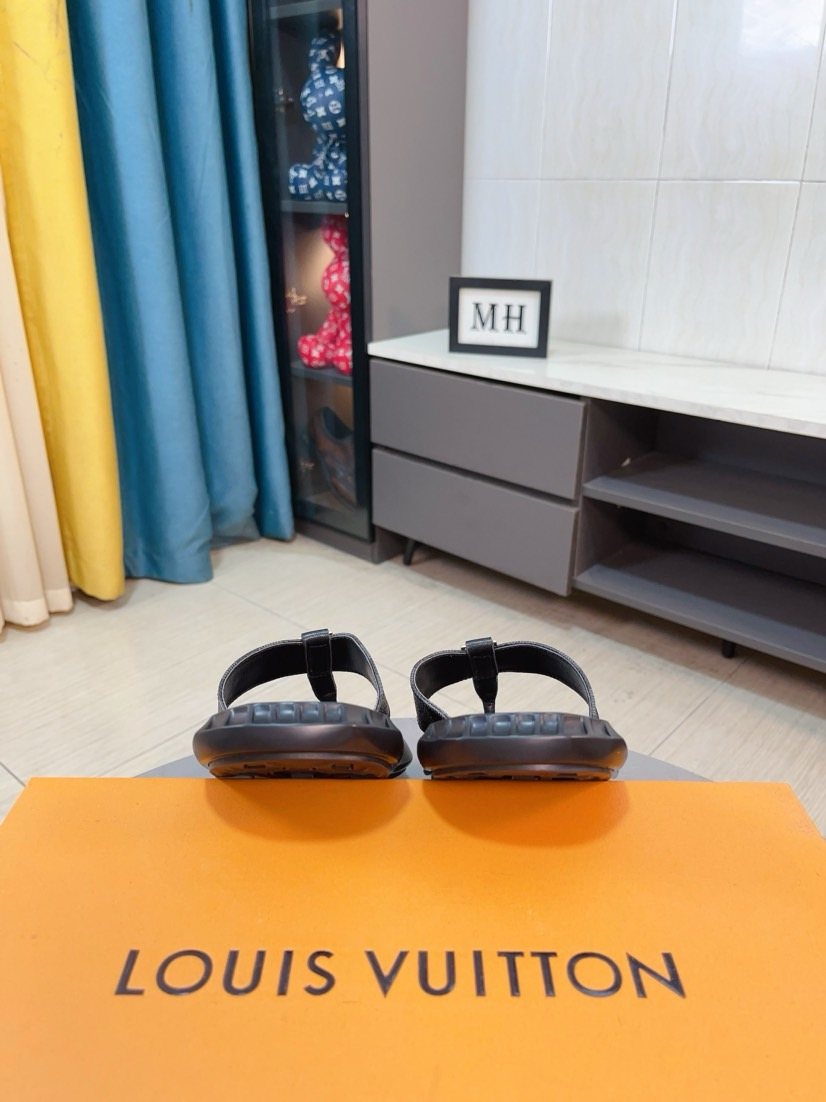 Louis Vuitton Dark Brown Check Thong Sandals