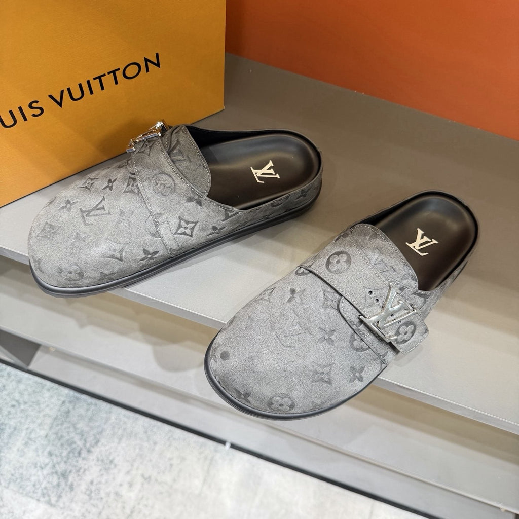 Louis Vuitton Embossed Buckle Slide Sandals
