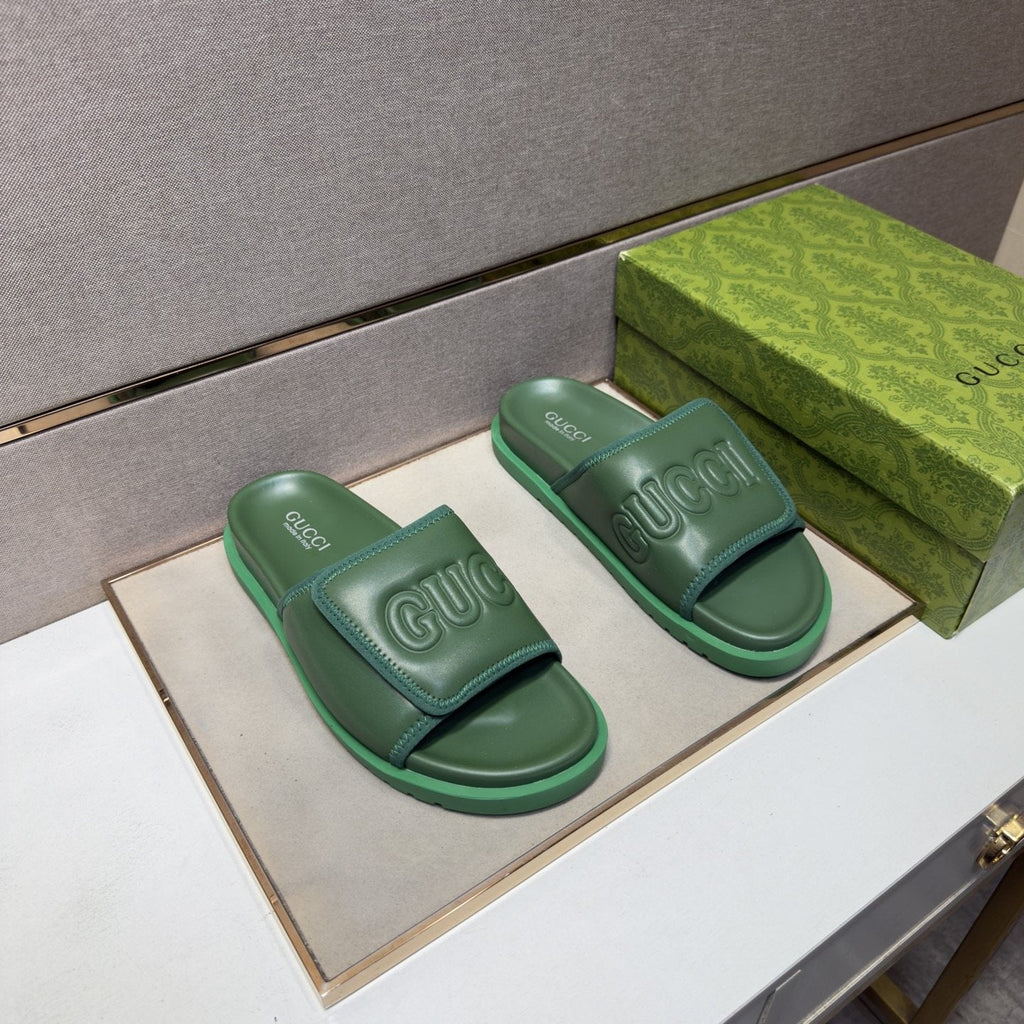 Gucci Men's Raised Logo Slide Sandals