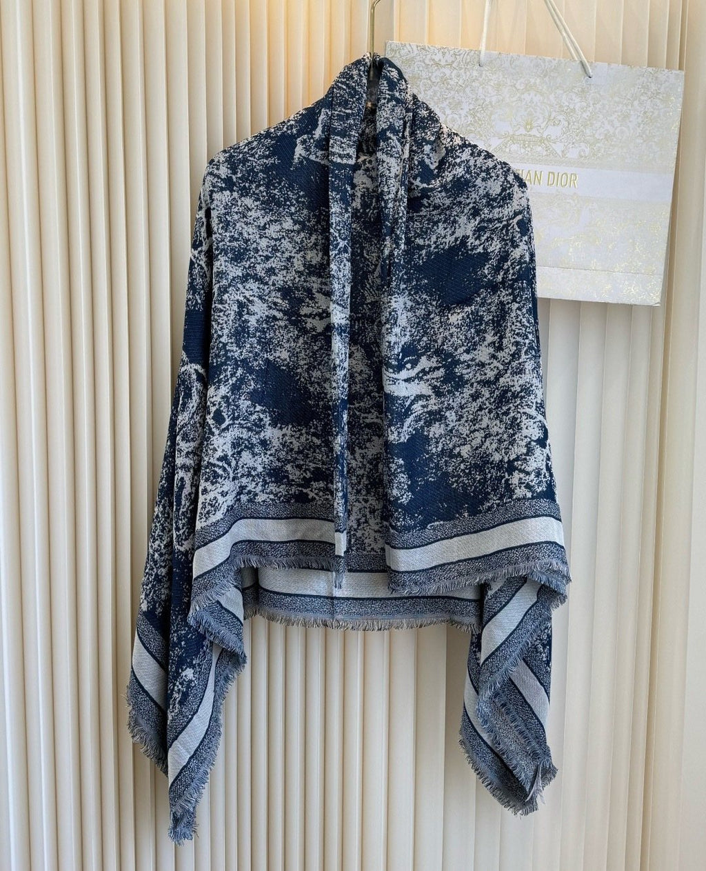 Dior Fringed Animal Print Square Scarf