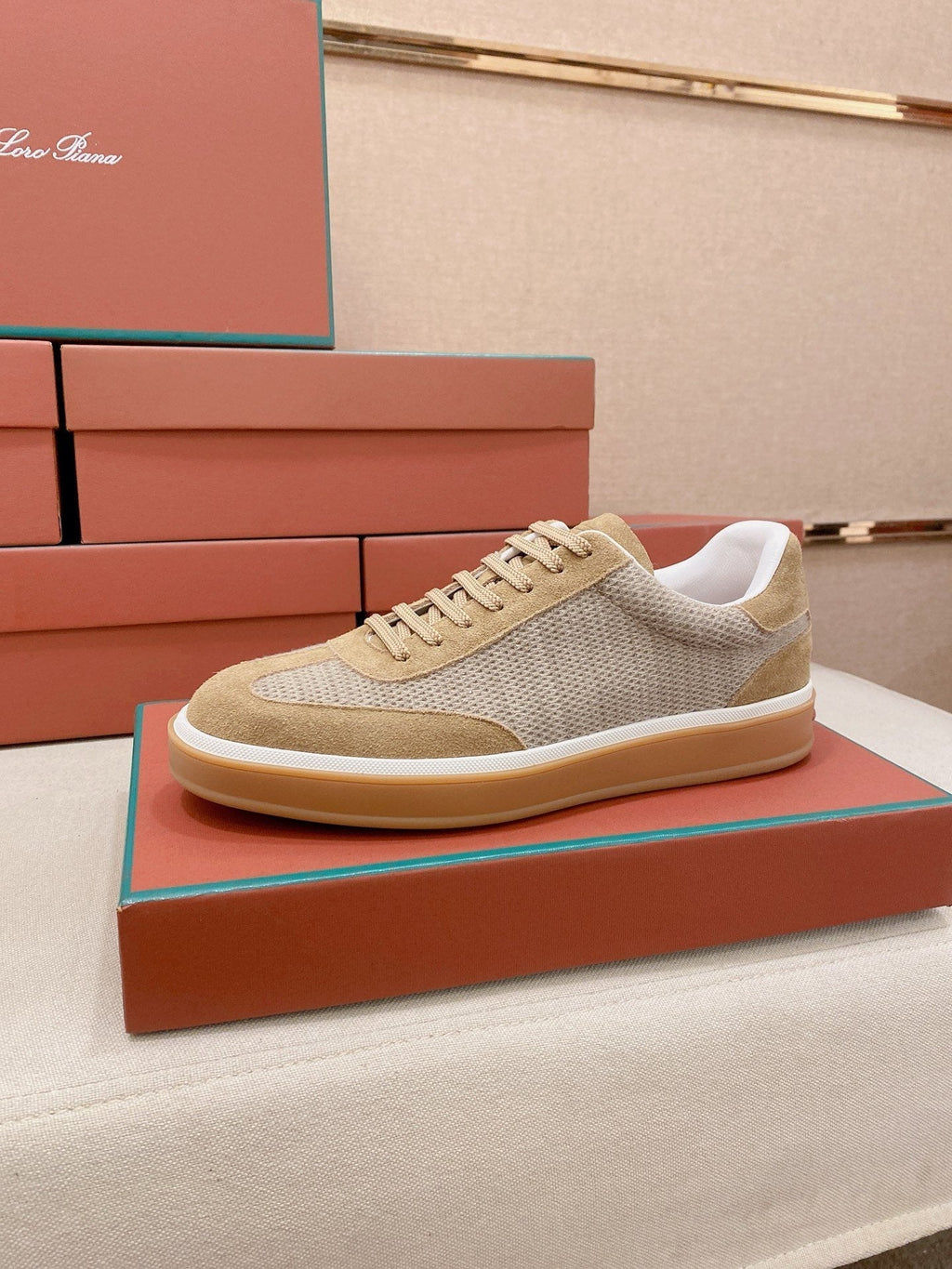 Loro Piana Textured Low-Top Lace-Up Sneakers