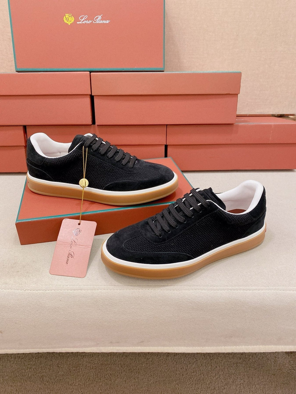 Loro Piana Textured Low-Top Lace-Up Sneakers