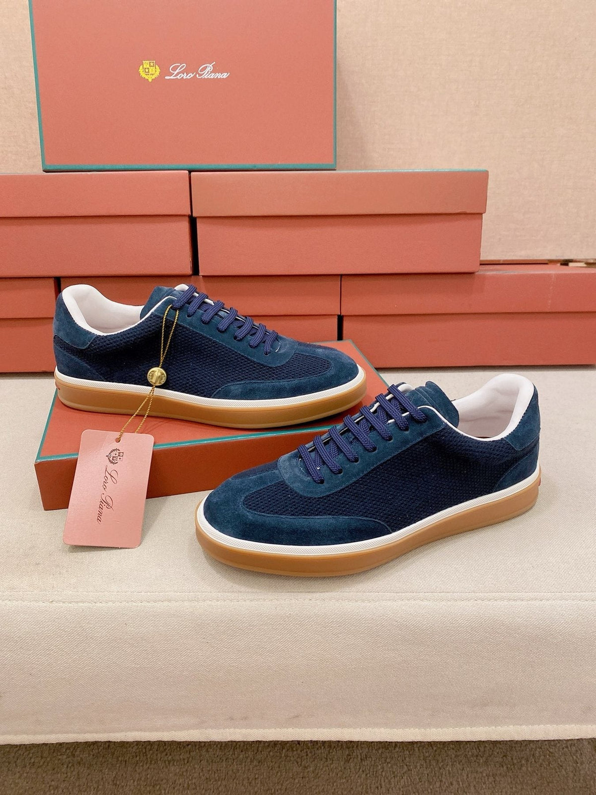 Loro Piana Textured Low-Top Lace-Up Sneakers