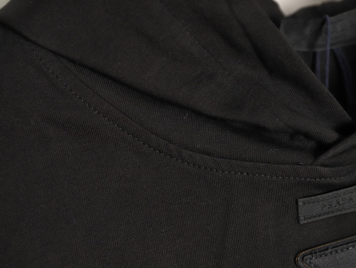 Prada PRD Neck-Label Relaxed Pullover Hoodie - Black